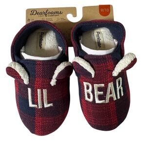 Dearfoams Kids Cozy Comfort Plaid Lil Bear Slippers Size 9 10 Toddler‎